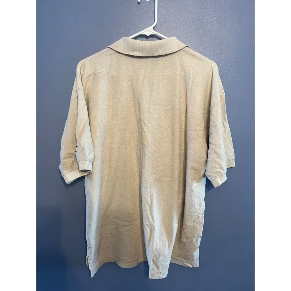 NFL Green Bay‎ Packers Champion Textured Beige Polo Size Large, Embroidered Logo